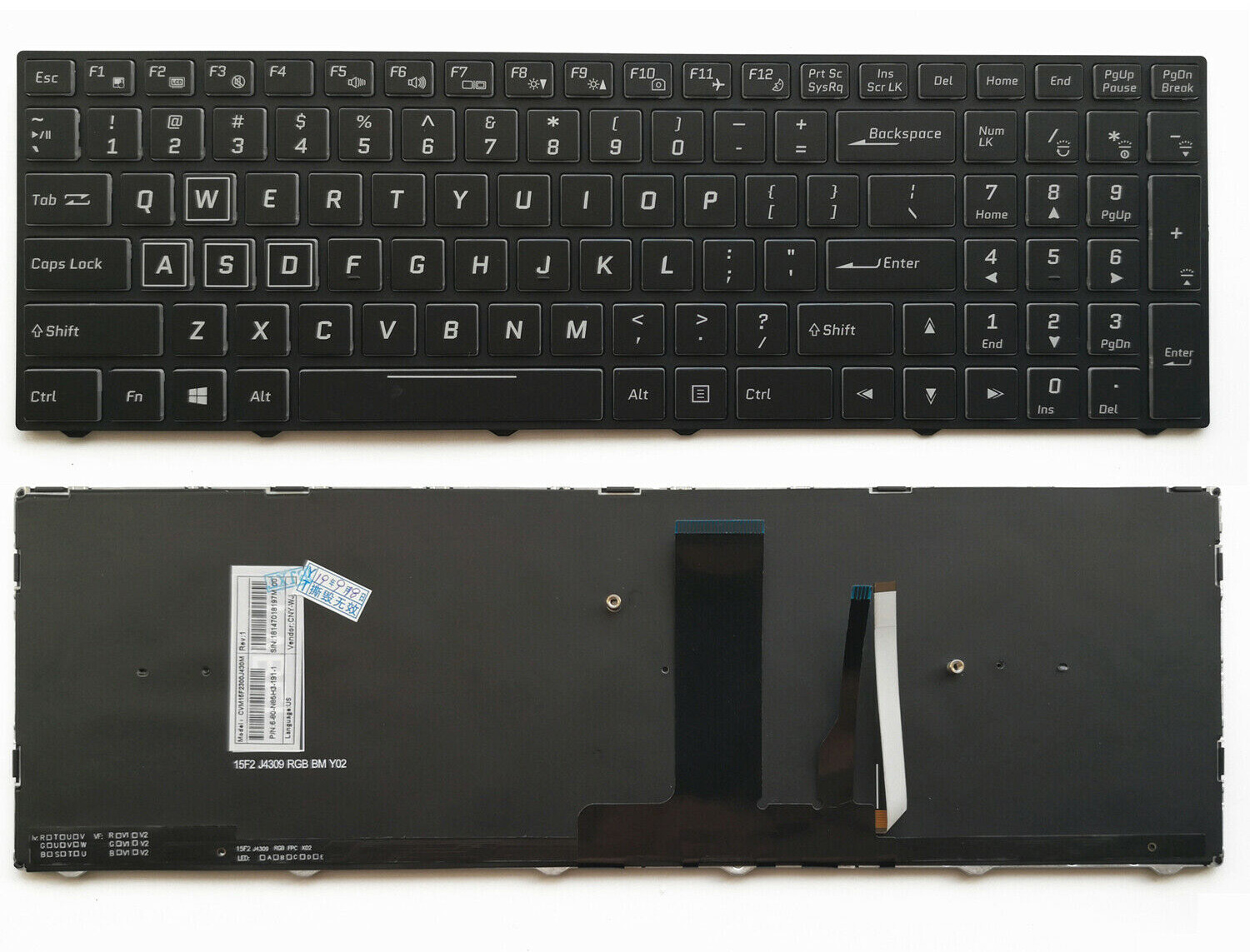 Gaming Keyboard Backlit - New for Clevo N855EJ1 N850EK1 N855EK1