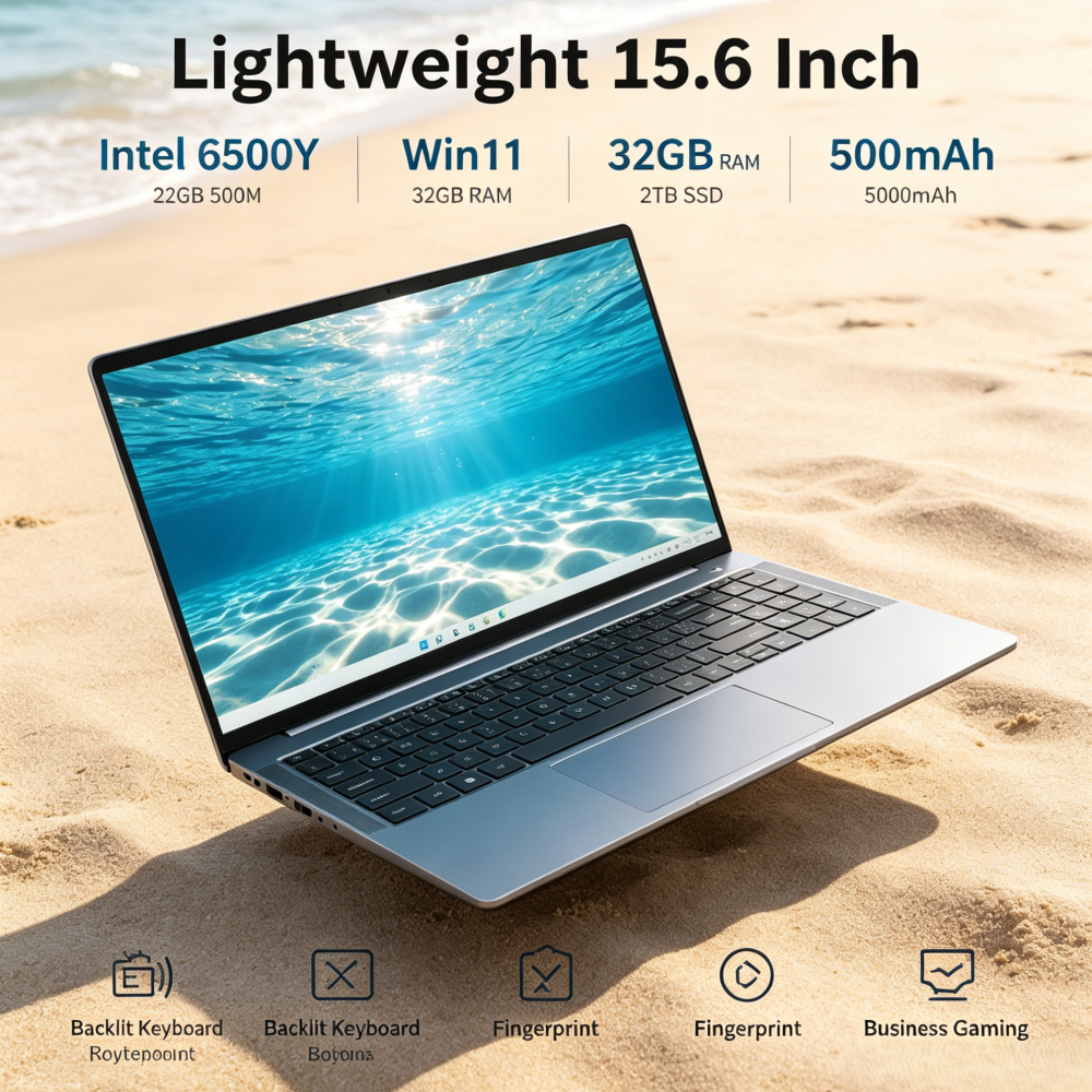 Gaming Keyboard Backlit - Lightweight 15.6 Inch Laptop Intel 6500Y