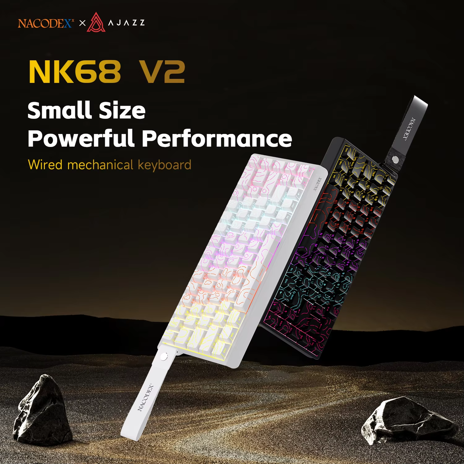 Gaming Keyboard Half - AJAZZ NK68V2 Single-Mode Wired Mechanical Keyboard