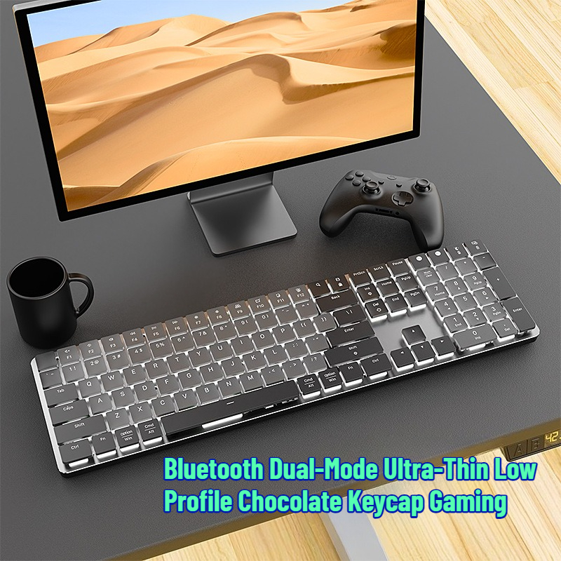 Gaming Keyboard That Is Quiet - Bluetooth Dual-Mode Ultra-Thin Low Profile Chocolate