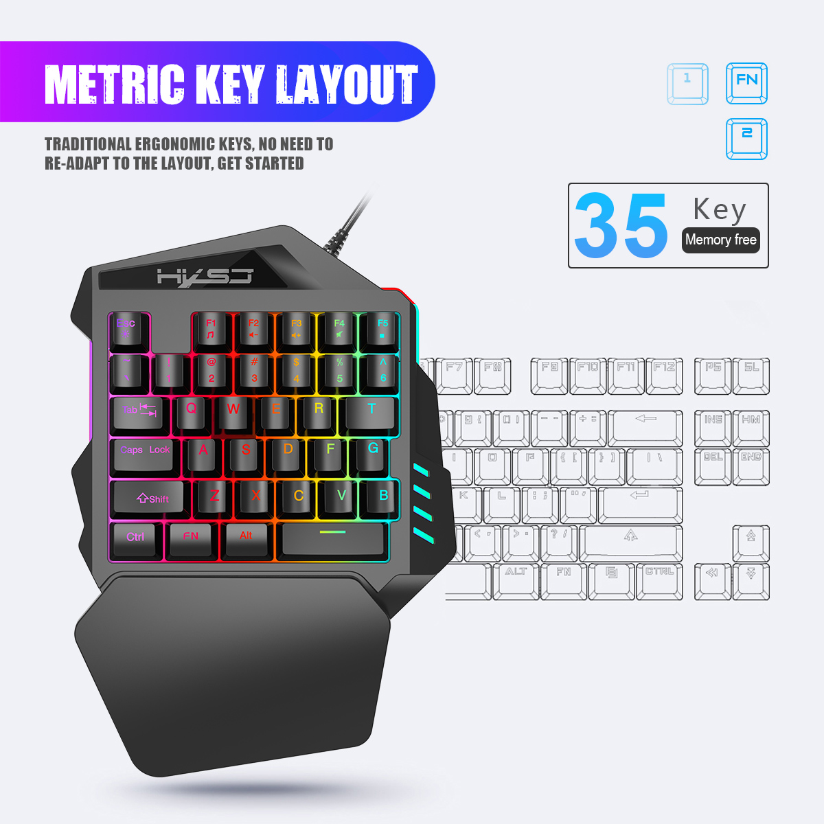 HXSJ V100 V100-2 35 Key Gaming - огляд і ціна Gaming Keyboard Half