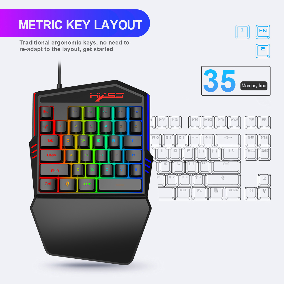 HXSJ V100 V100-2 35 Key Gaming - огляд і ціна Gaming Keyboard Half