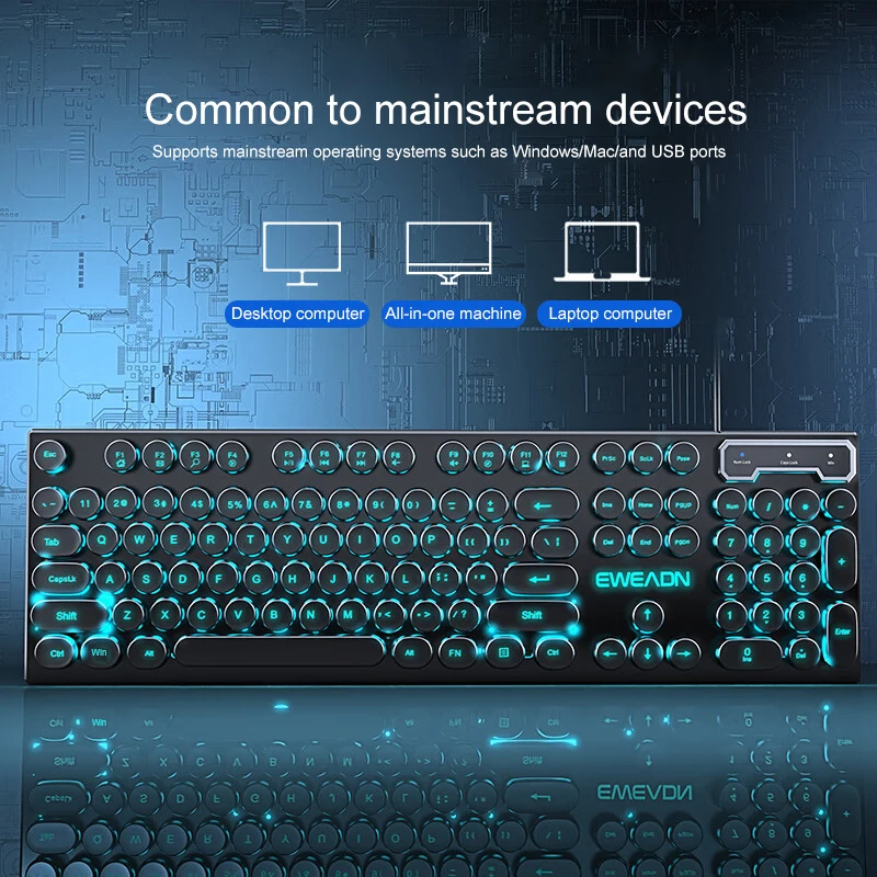 Retro Punk Mechanical Feel Key - огляд і ціна Gaming Keyboard Mouse