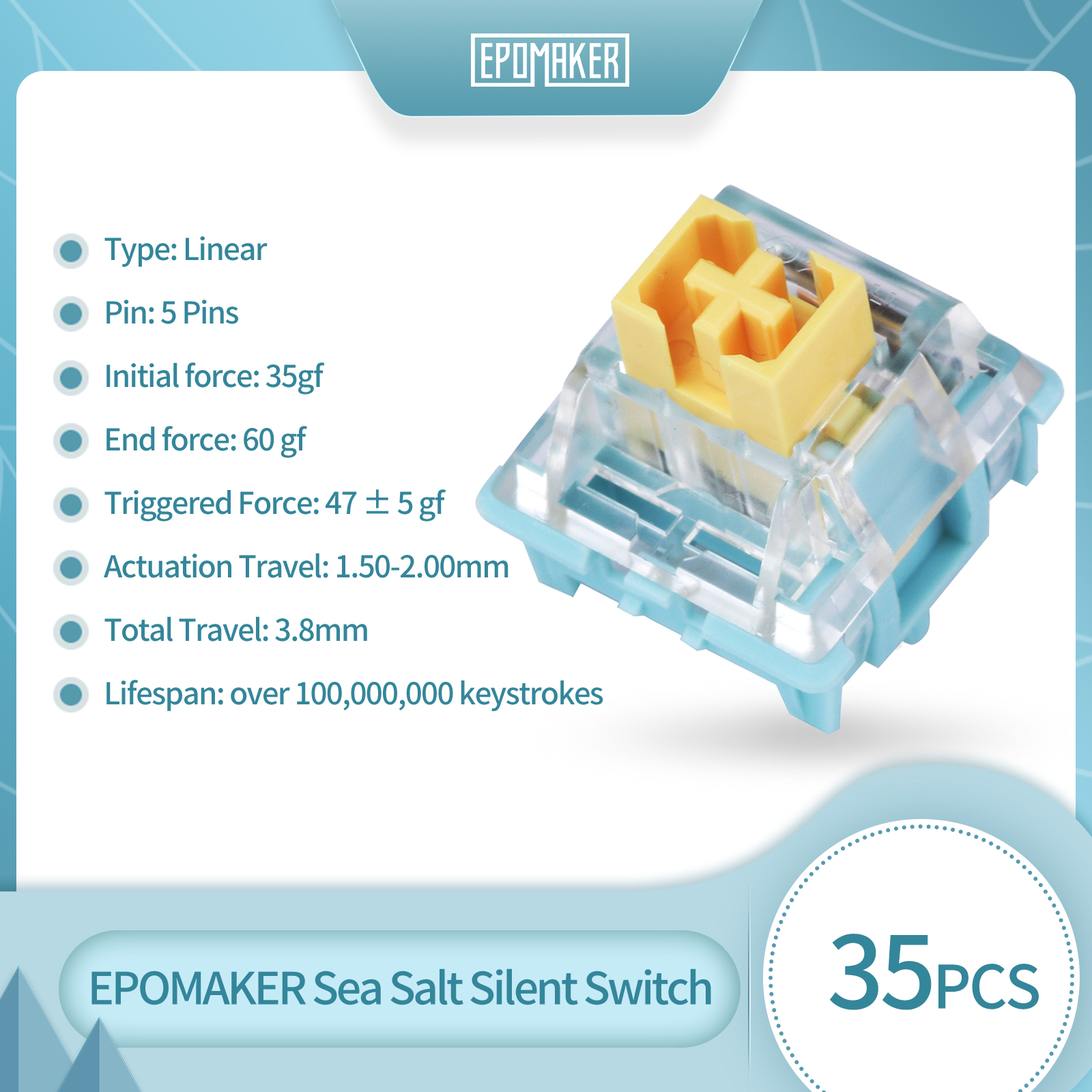 35 Pieces EPOMAKER Sea Salt Si - огляд і ціна Keyboard Lube Kit