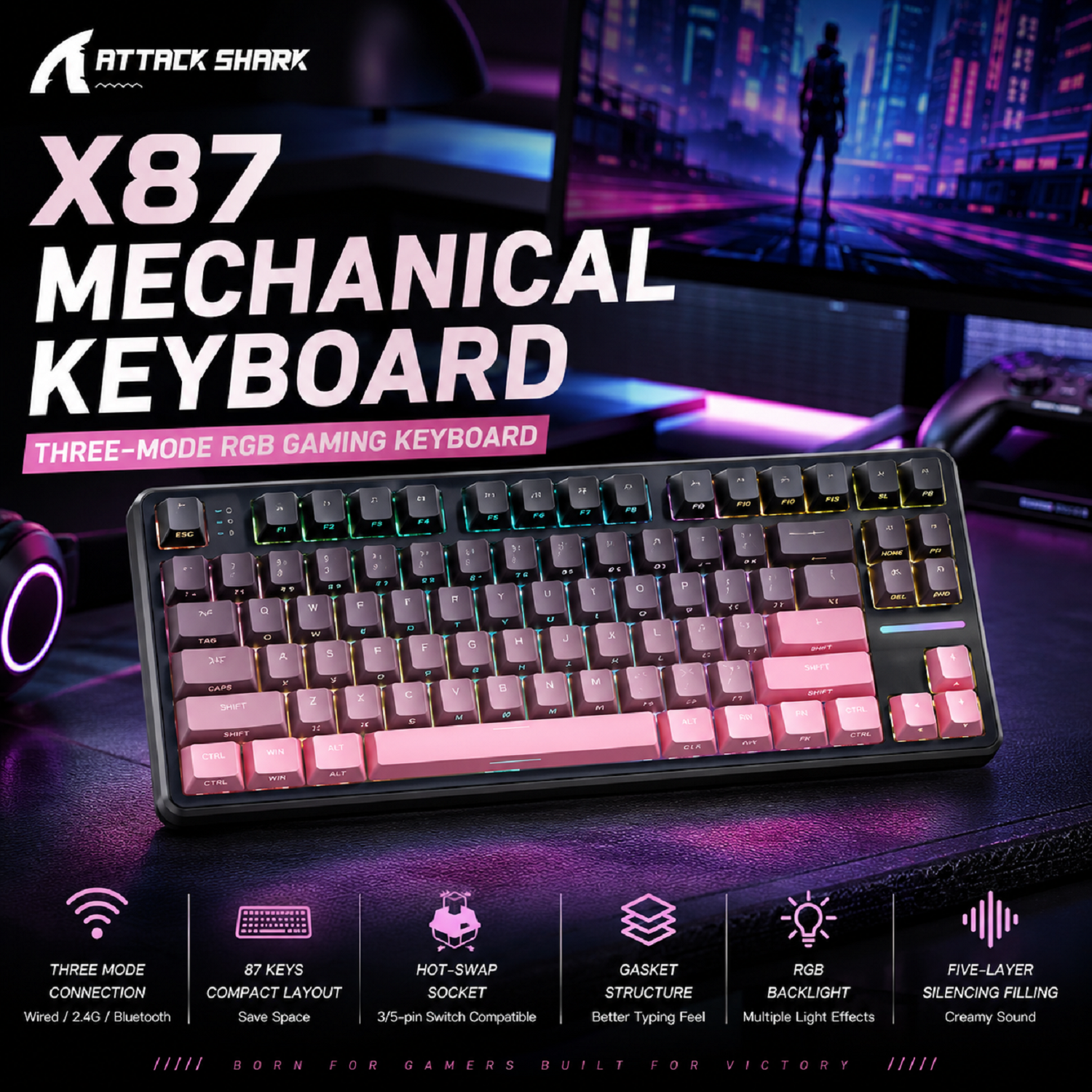Attack Shark X87 Macro Drive G - огляд і ціна Gaming Keyboard Bluetooth