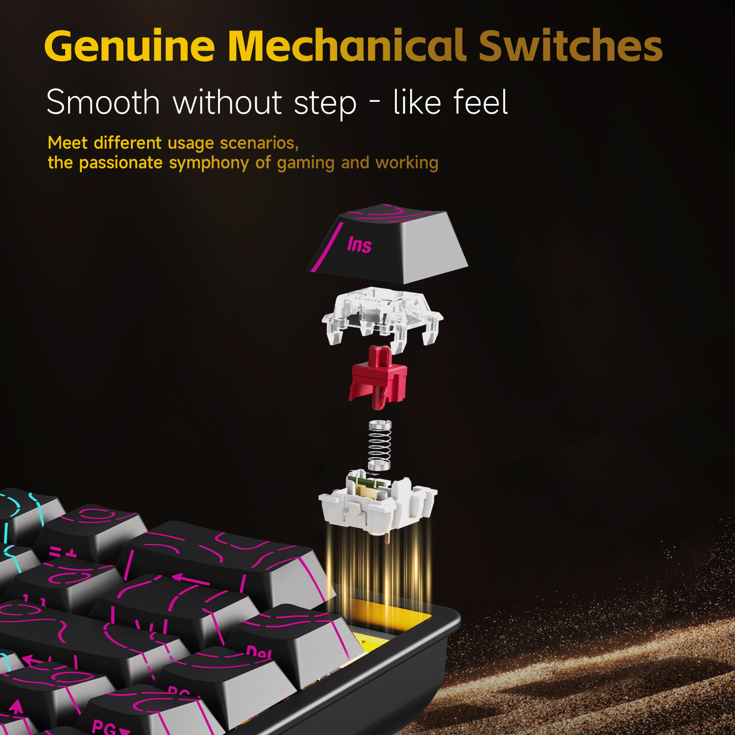 AJAZZ NK68V2 Single-Mode Wired - огляд і ціна Gaming Keyboard Half