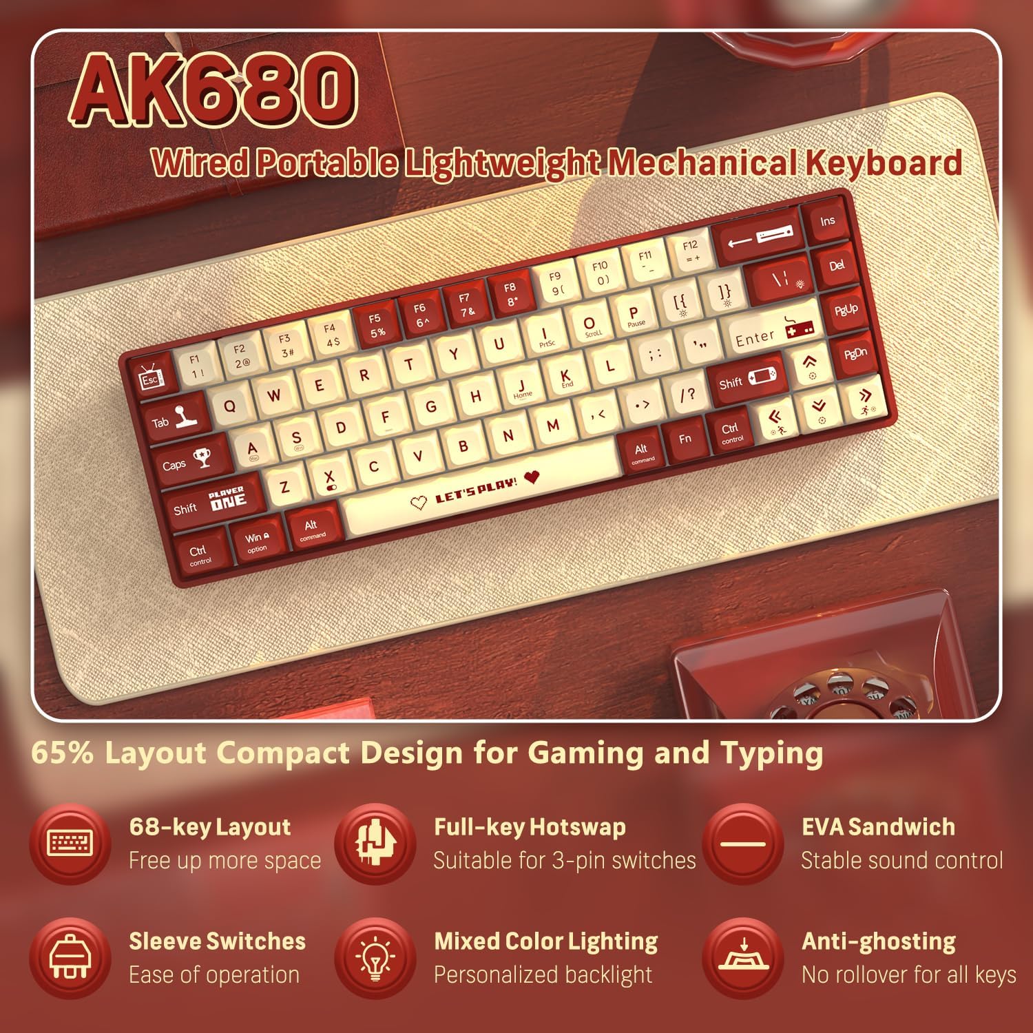 MAMBASNAKE x ATTACK SHARK AK68 - огляд і ціна Gaming Keyboard Half