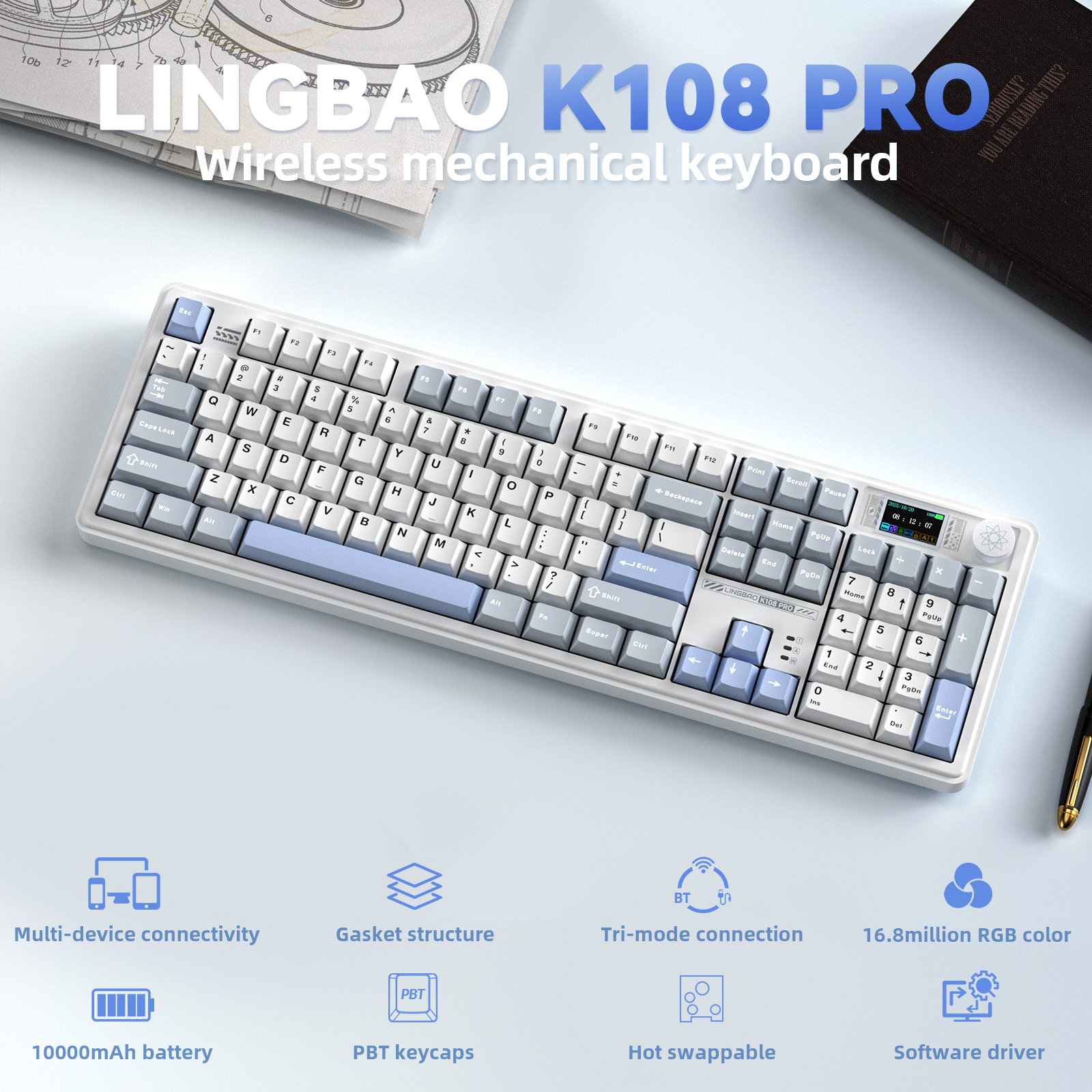 LINGBAO K108pro Mechanical Key - огляд і ціна Gaming Keyboard Hot Swappable