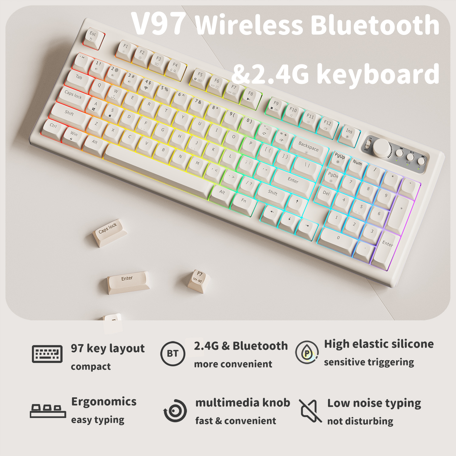 EWEADN V97 Cute Creamy Keyboar - огляд і ціна Gaming Keyboard That Is Quiet