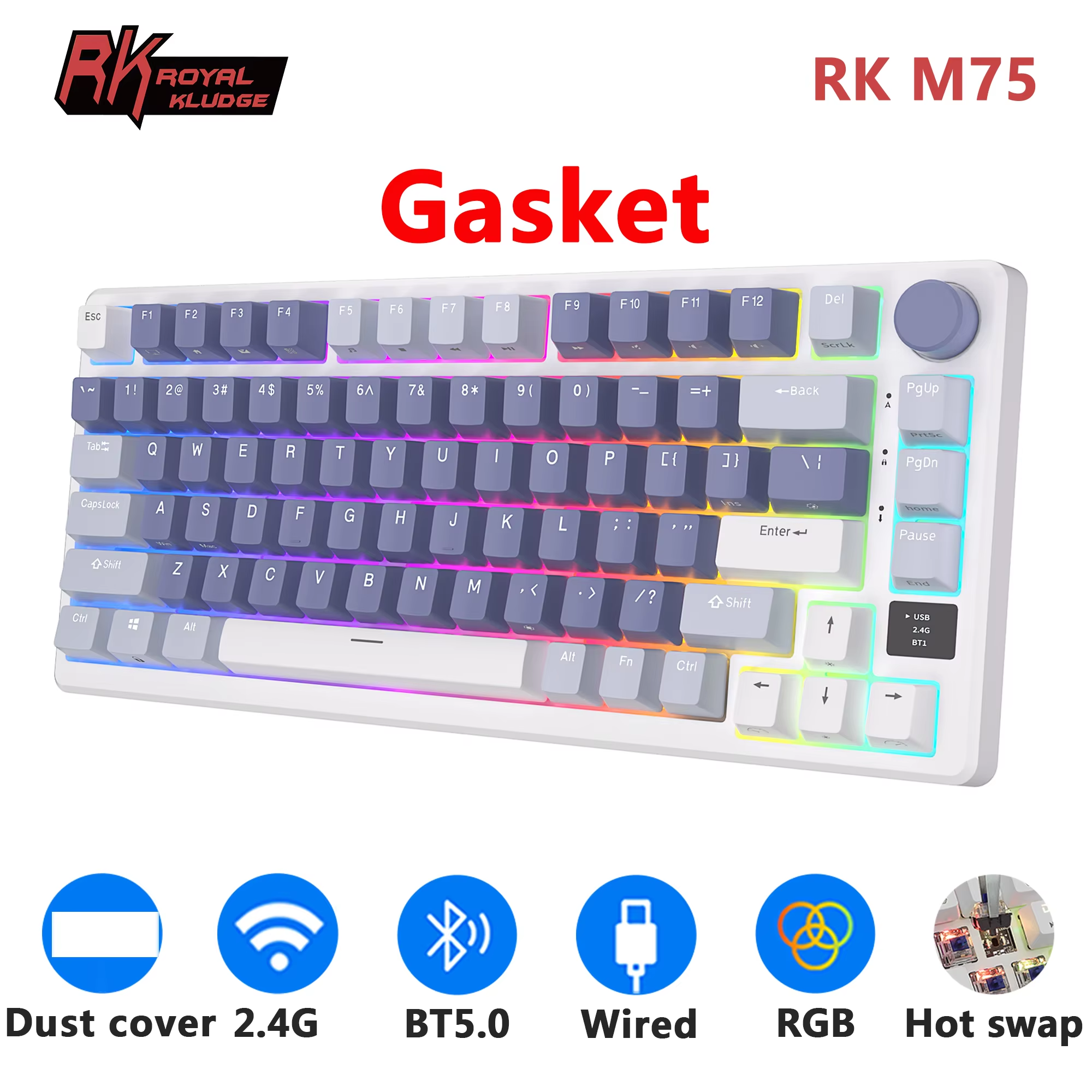 RK ROYAL KLUDGE M75 2.4G Wirel - огляд і ціна Gaming Keyboard Half