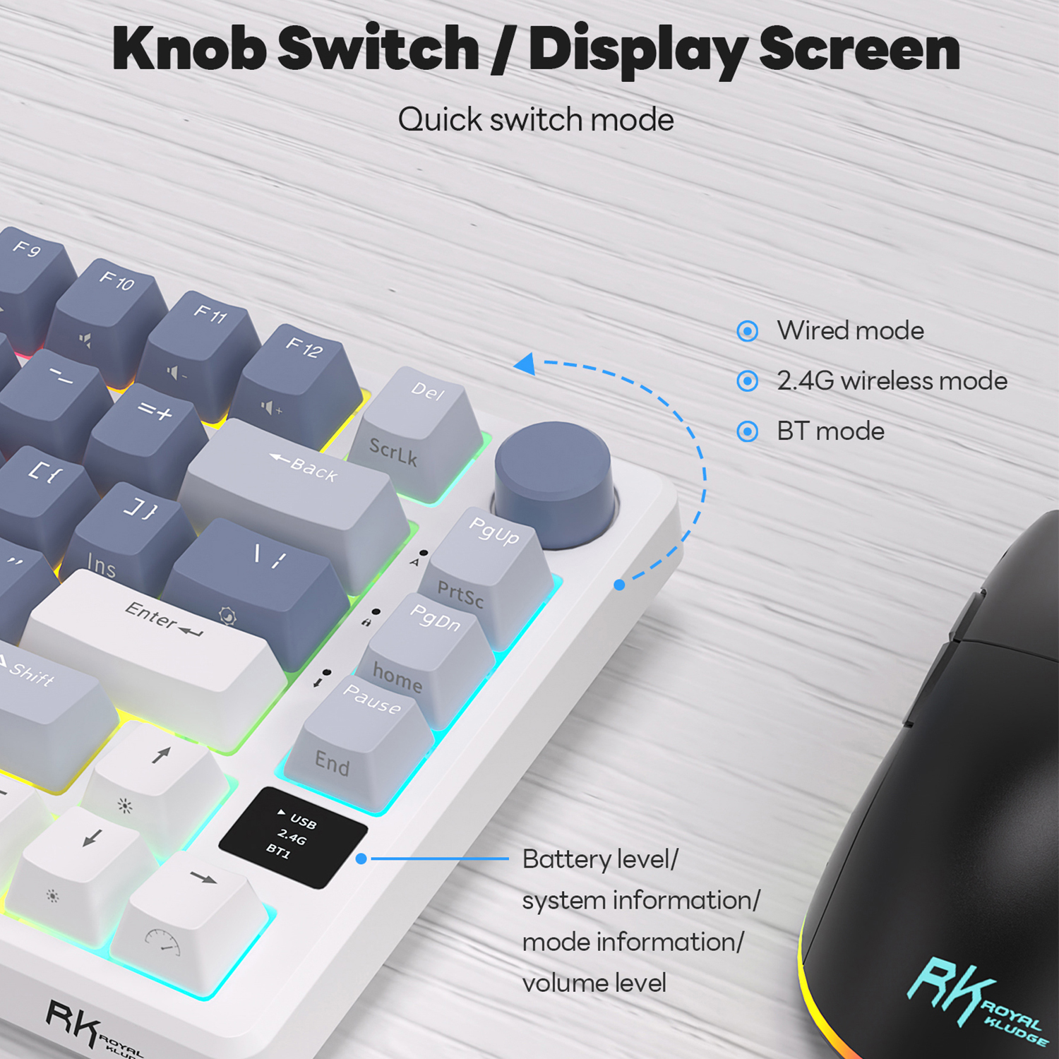 RK ROYAL KLUDGE M75 2.4G Wirel - огляд і ціна Gaming Keyboard Half