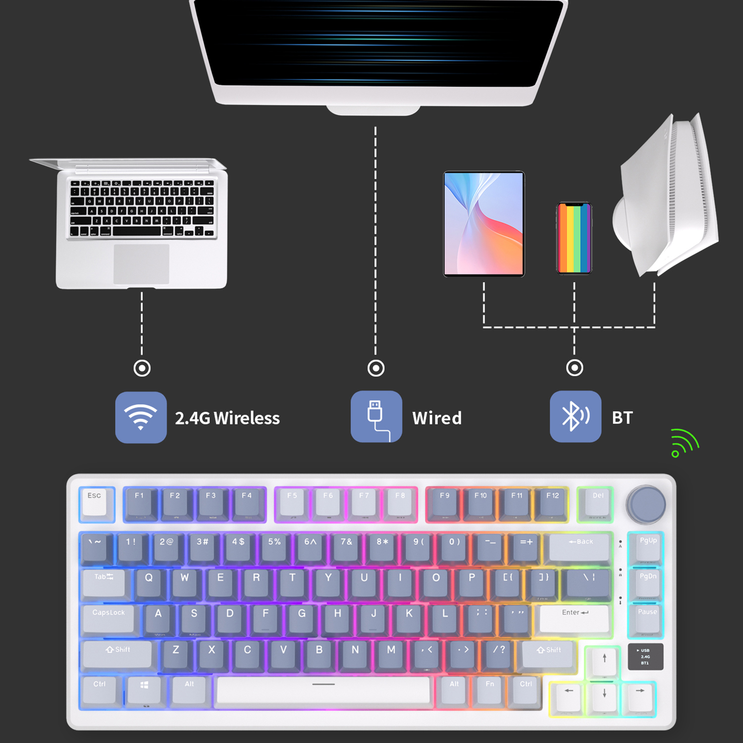 RK ROYAL KLUDGE M75 2.4G Wirel - огляд і ціна Gaming Keyboard Half