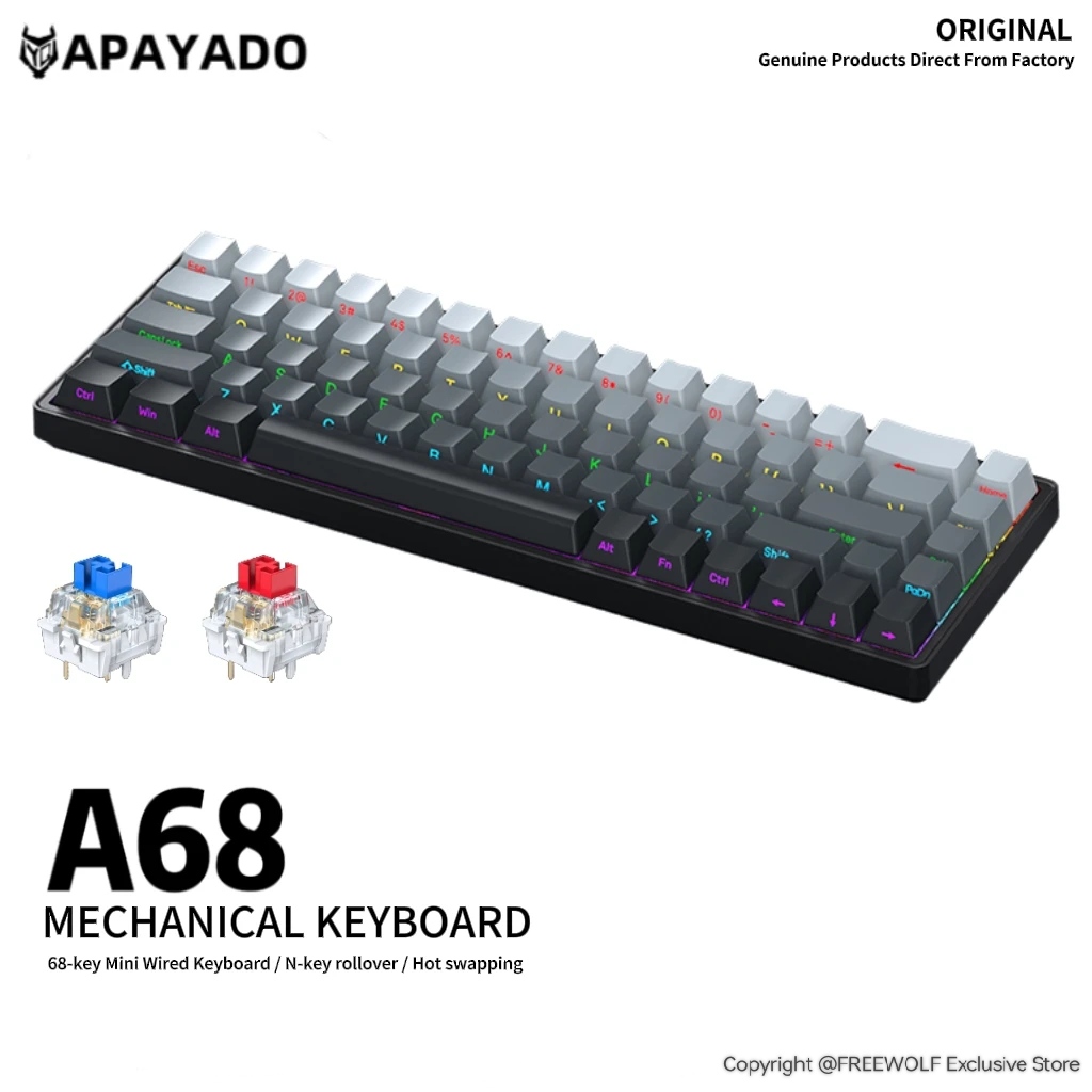APAYADO A68 Wired Mechanical K - огляд і ціна Gaming Keyboard Half