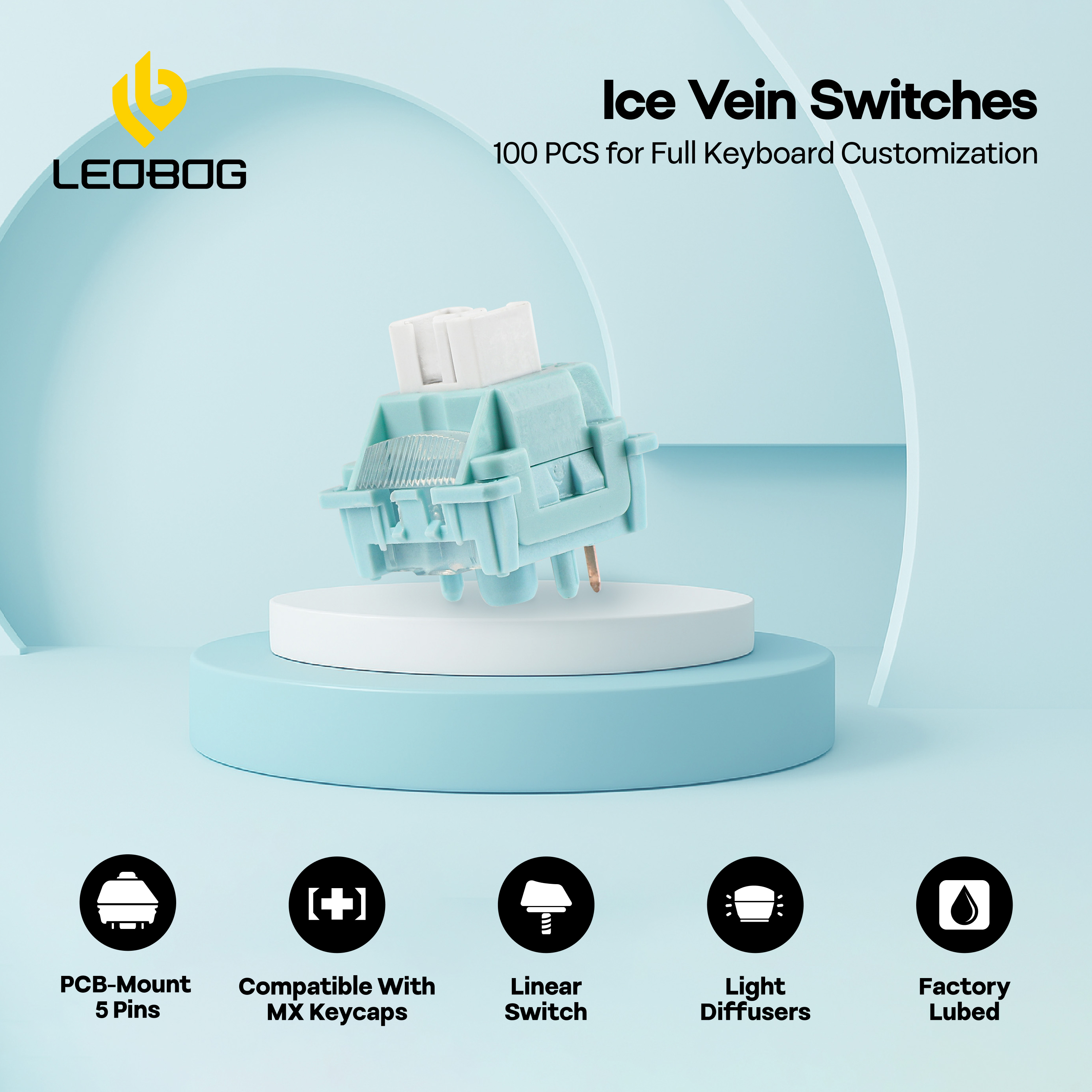 100 Pieces LEOBOG Ice Vein 42g - огляд і ціна Keyboard Lube Kit